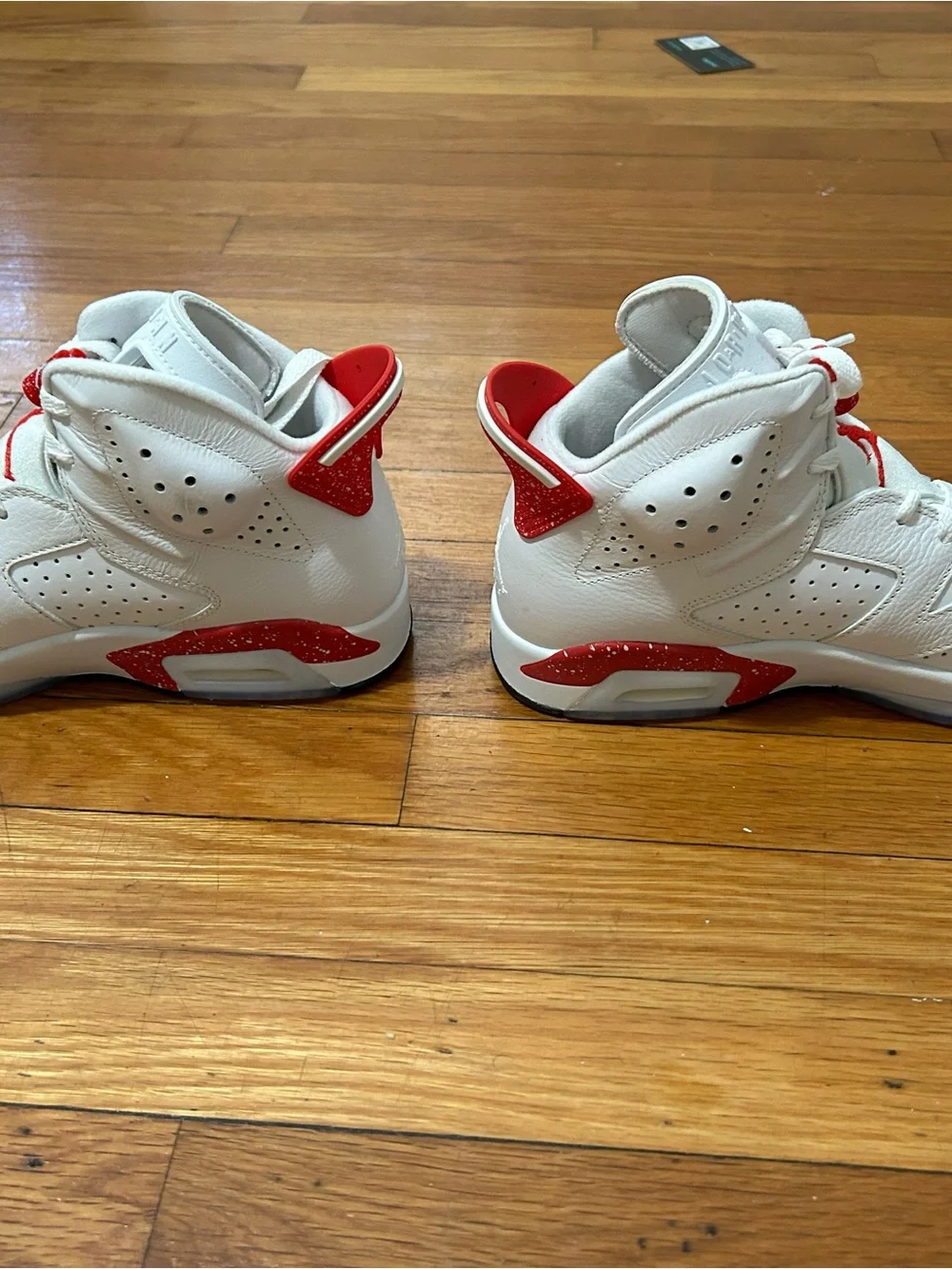 Jordan 6 White Sneakers with Red Accents